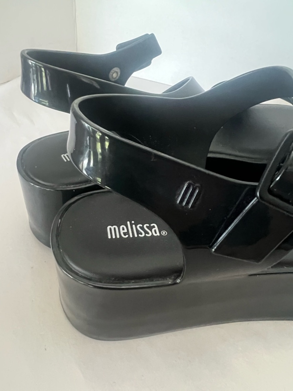 Melissa Mar Platform Sandals Black Jelly Chunky Size 9 - Picture 7 of 9